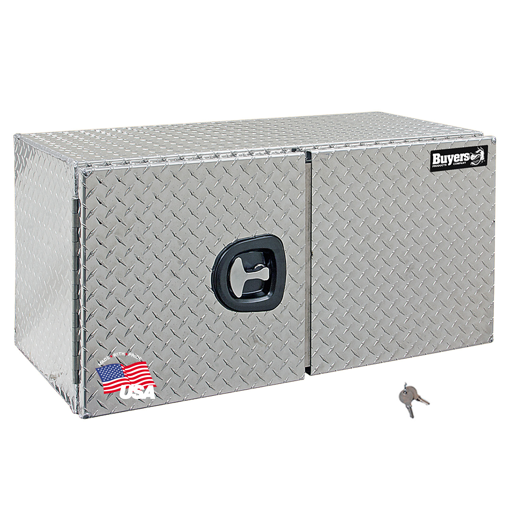 Buyers Products, 60x24x24 Double Door Underbody Truck Tool Job Storage Box, Width 60 in, Material Aluminum, Color Finish Diamond Plate Silver, Model# 1702250